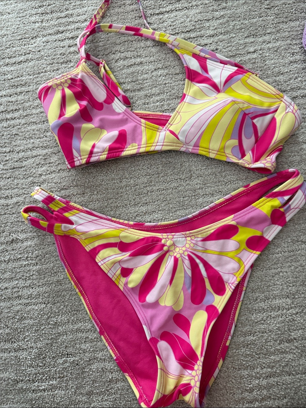 Adore Me Pink & Yellow Floral Girls Two-Piece Bikini